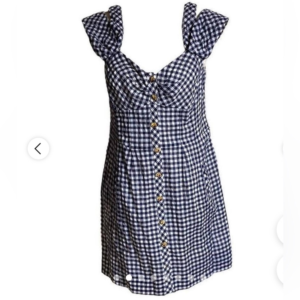 Anthropologie Gingham Navy and White Dress Size 0